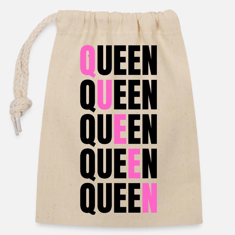 Queen - Verschließbarer Geschenkbeutel aus Baumwolle (14x20cm) - Natur