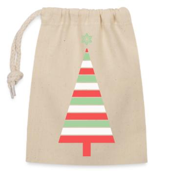 sapin geo pastel - Sac cadeau en coton avec cordon (14 x 20 cm) - nature - Devant