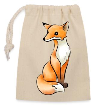 Fuchs - Verschließbarer Geschenkbeutel aus Baumwolle (14x20cm) - Natur - Vorne