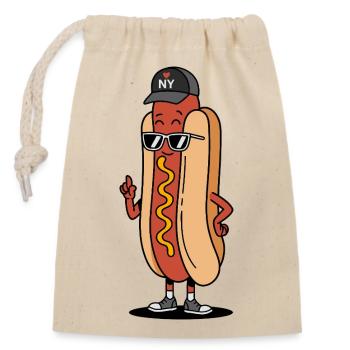 New York Hot Dog Attitude - Sac cadeau en coton avec cordon (14 x 20 cm) - nature - Devant