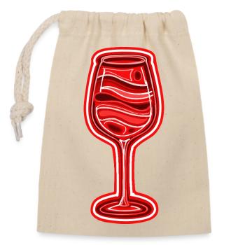 Rotwein Weinglas Wein - Verschließbarer Geschenkbeutel aus Baumwolle (14x20cm) - Natur - Vorne