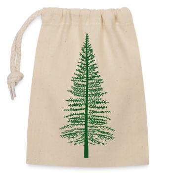 Grüne Tannen-Silhouette - Verschließbarer Geschenkbeutel aus Baumwolle (14x20cm) - Natur - Vorne