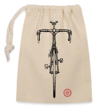 Road bike - Closable cotton gift bag (14x20cm) - nature - Front