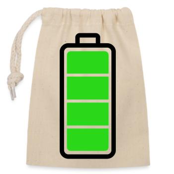 low battery - Closable cotton gift bag (14x20cm) - nature - Front