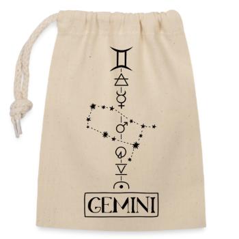 Gemini - Zwilling Sternzeichen - schwarz - Verschließbarer Geschenkbeutel aus Baumwolle (14x20cm) - Natur - Vorne