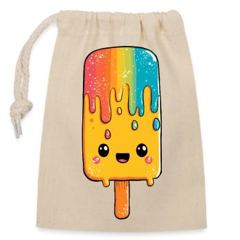 Rainbow Popsicle Happiness - Closable cotton gift bag (14x20cm) - nature - Front