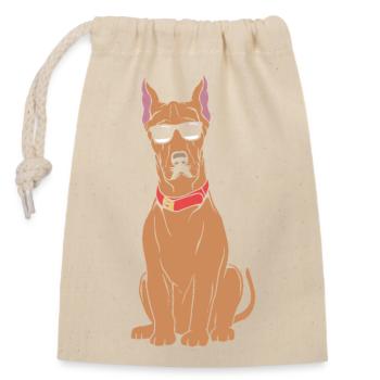 Deutsche Dogge - Verschließbarer Geschenkbeutel aus Baumwolle (14x20cm) - Natur - Vorne