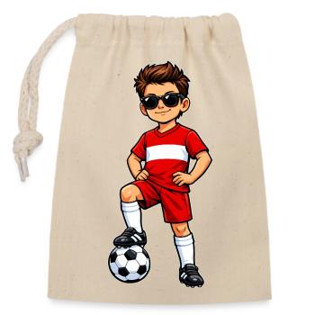 Soccer Boy Autriche Fan de football Drapeau Autriche - Sac cadeau en coton avec cordon (14 x 20 cm) - nature - Devant
