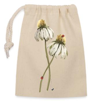 Illustration de la fleur des coccinelles rouges sur échinacée - Sac cadeau en coton avec cordon (14 x 20 cm) - nature - Devant