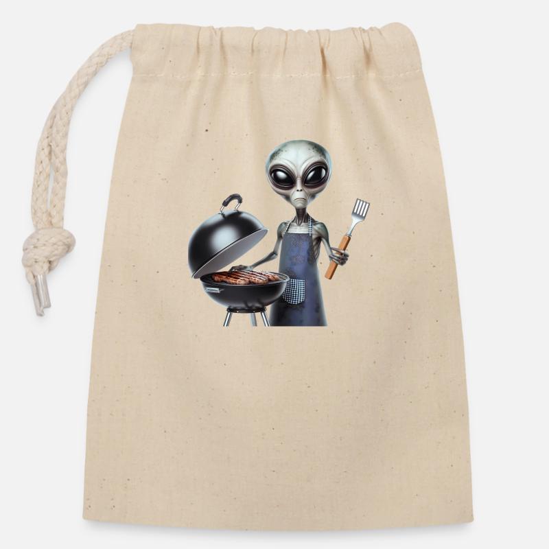 Alien Koch - Sac cadeau en coton avec cordon (14 x 20 cm) - nature