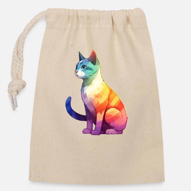 Pride Cat - Verschließbarer Geschenkbeutel aus Baumwolle (14x20cm) - Natur