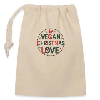 Amour de Noël végétalien – Statement Vegetarian - Sac cadeau en coton avec cordon (14 x 20 cm) - nature - Devant