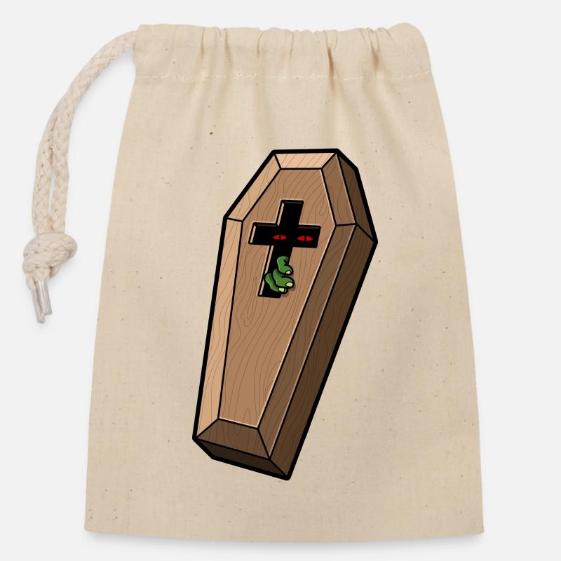 Creepy Coffin - Closable cotton gift bag (14x20cm) - nature