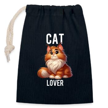 Cat Lover - Closable cotton gift bag (14x20cm) - navy - Front