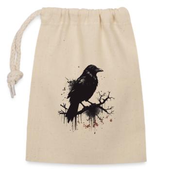 Corbeau noir, corneille à l’encre - Sac cadeau en coton avec cordon (14 x 20 cm) - nature - Devant