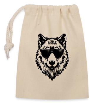 Wolf - Verschließbarer Geschenkbeutel aus Baumwolle (14x20cm) - Natur - Vorne