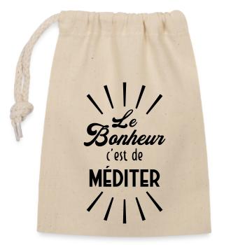Le Bonheur c'est de méditer - Sac cadeau en coton avec cordon (14 x 20 cm) - nature - Devant