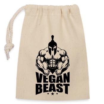 Spartaner Vegan Beast - Verschließbarer Geschenkbeutel aus Baumwolle (14x20cm) - Natur - Vorne