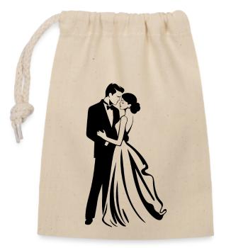 Braut Bräutigam Brautpaar Hochzeit - Verschließbarer Geschenkbeutel aus Baumwolle (14x20cm) - Natur - Vorne