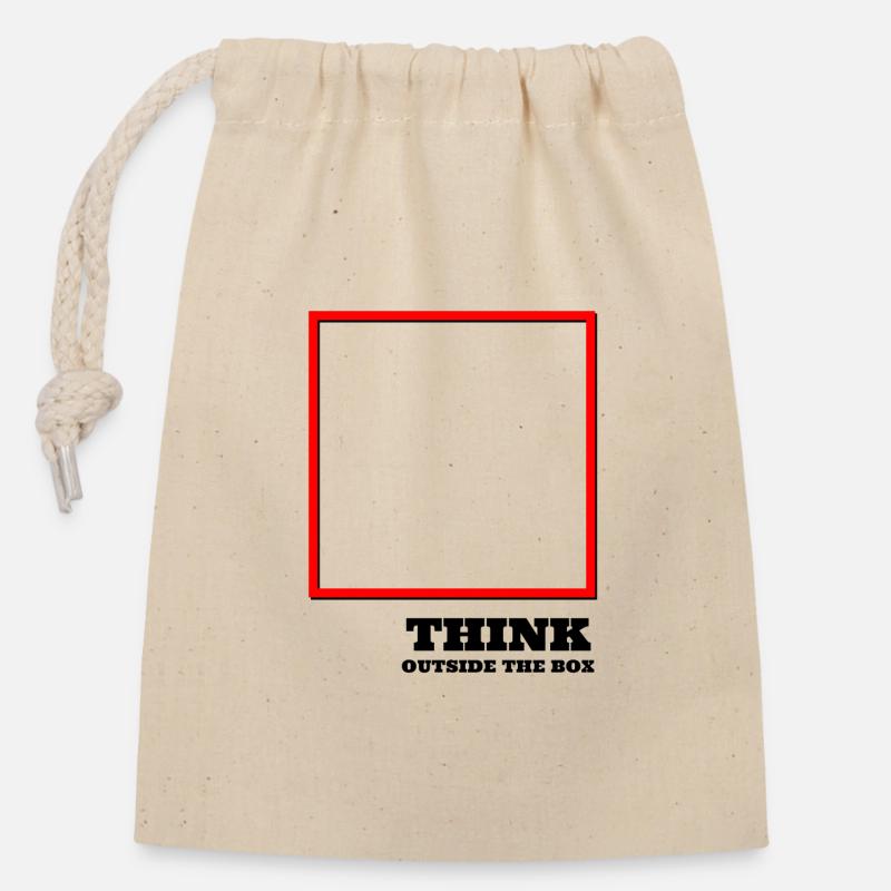 Think outside of the box - Closable cotton gift bag (14x20cm) - nature