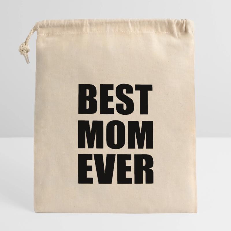 Best mom ever Sac cadeau en coton avec cordon (14 x 20 cm)