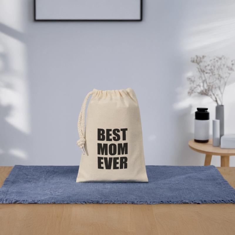 Best mom ever Sac cadeau en coton avec cordon (14 x 20 cm)