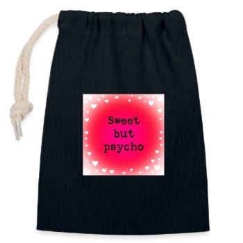 Sweet but psycho - Closable cotton gift bag (14x20cm) - navy - Front