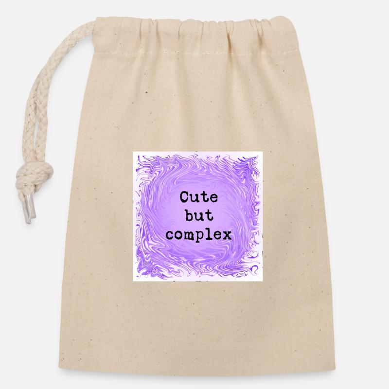 Cute but complex - Closable cotton gift bag (14x20cm) - nature