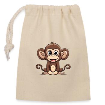 dessin animé singe design mignon - Sac cadeau en coton avec cordon (14 x 20 cm) - nature - Devant