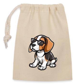 Beagle Hund - Verschließbarer Geschenkbeutel aus Baumwolle (14x20cm) - Natur - Vorne