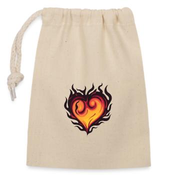 Coeur, Flamme, Feu, Amour - Sac cadeau en coton avec cordon (14 x 20 cm) - nature - Devant
