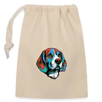 Portrait de chien Beagle Coloré - Sac cadeau en coton avec cordon (14 x 20 cm) - nature - Devant