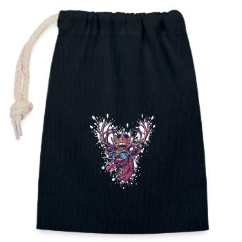 Bande dessinée de cerf - Sac cadeau en coton avec cordon (14 x 20 cm) - bleu marine - Devant