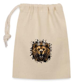 Tête d’ours Portrait Couronne - Sac cadeau en coton avec cordon (14 x 20 cm) - nature - Devant