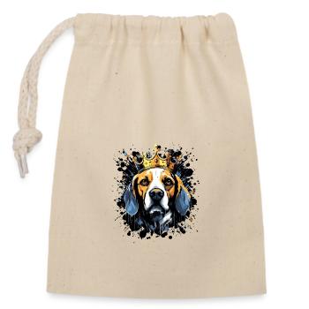 Beagle Hund Kopf Porträt Krone - Verschließbarer Geschenkbeutel aus Baumwolle (14x20cm) - Natur - Vorne
