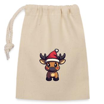 Moose Christmas Cute - Closable cotton gift bag (14x20cm) - nature - Front