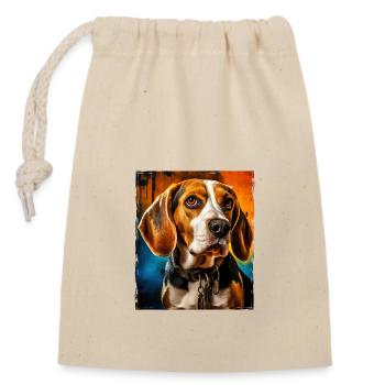 Portrait de chien beagle - Sac cadeau en coton avec cordon (14 x 20 cm) - nature - Devant