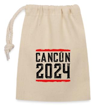 Cancun 2024 - Verschließbarer Geschenkbeutel aus Baumwolle (14x20cm) - Natur - Vorne
