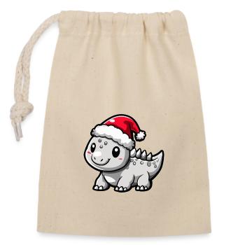 Dinosaur stegosaurus Christmas Christmas - Closable cotton gift bag (14x20cm) - nature - Front