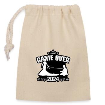 Game Over 2024 Wedding - Closable cotton gift bag (14x20cm) - nature - Front