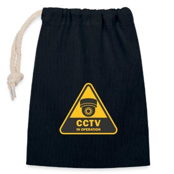Security cameras in use symbol icon. Fixed CCTV - Closable cotton gift bag (14x20cm) - navy - Front