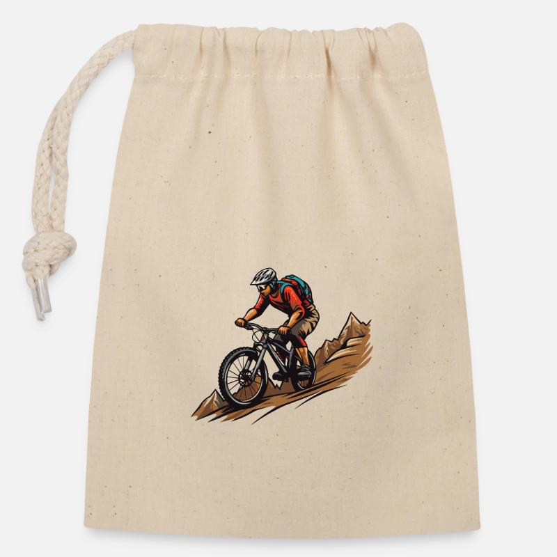 Mountainbiker Sport - Verschließbarer Geschenkbeutel aus Baumwolle (14x20cm) - Natur