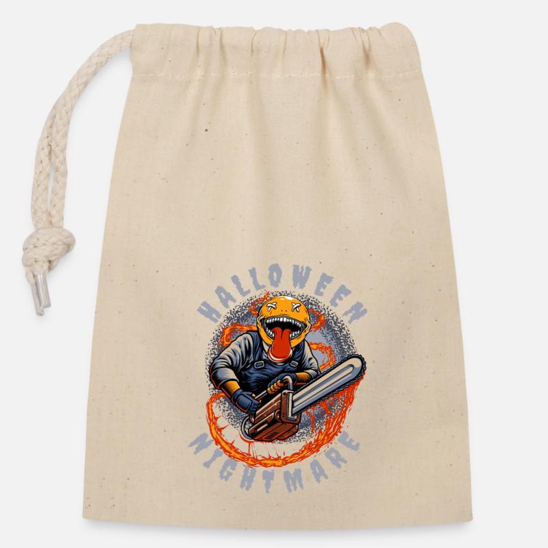 HALLOWEEN NIGHTMARE !! - Closable cotton gift bag (14x20cm) - nature