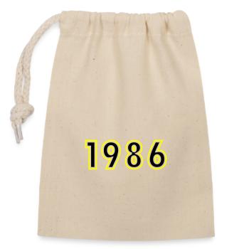 1986 Année Anniversaire - Sac cadeau en coton avec cordon (14 x 20 cm) - nature - Devant