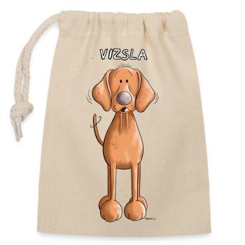 Happy Vizsla - Closable cotton gift bag (14x20cm) - nature - Front