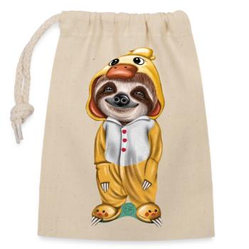 Drôle de paresseux en pyjama prêt à dormir - Sac cadeau en coton avec cordon (14 x 20 cm) - nature - Devant