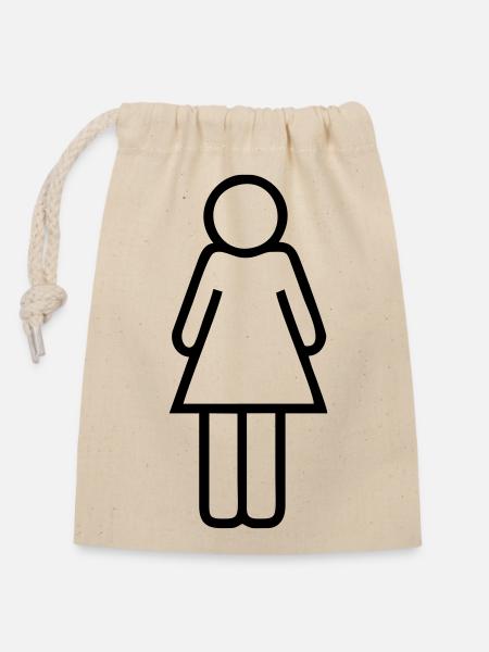 Logo Frau - Verschließbarer Geschenkbeutel aus Baumwolle (14x20cm) - Natur