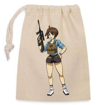 Gun Girl - Sexy - Closable cotton gift bag (14x20cm) - nature - Front
