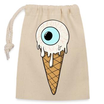 Crème pour les yeux | Crème glacée | Crème glacée | Glace avec un œil - Sac cadeau en coton avec cordon (14 x 20 cm) - nature - Devant