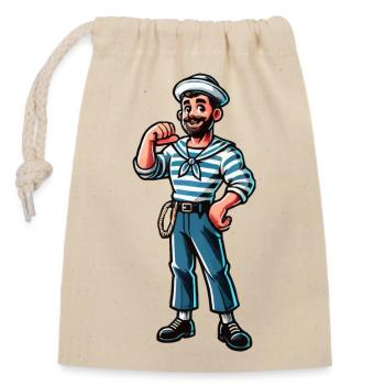 Sailor Captain - Closable cotton gift bag (14x20cm) - nature - Front